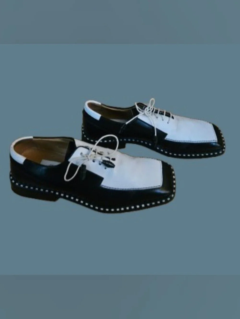 *Mezlan Two Tone Derby Leather Square Toe Dress Shoes